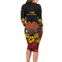 Papua New Guinea Independence Day Family Matching Long Sleeve Bodycon Dress and Hawaiian Shirt PNG Bird of Paradise 50th Anniversary LT14
