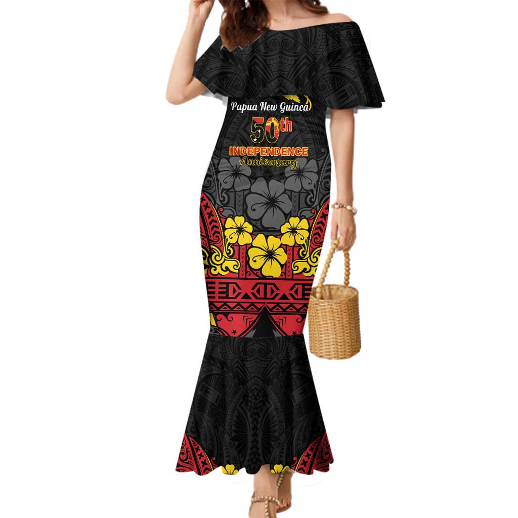 Papua New Guinea Independence Day Family Matching Mermaid Dress and Hawaiian Shirt PNG Bird of Paradise 50th Anniversary LT14