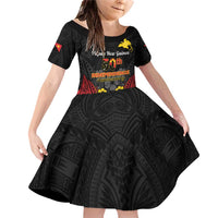 Papua New Guinea Independence Day Family Matching Off Shoulder Short Dress and Hawaiian Shirt PNG Bird of Paradise 50th Anniversary LT14