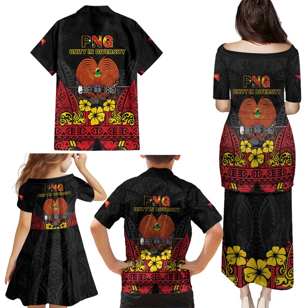 Papua New Guinea Independence Day Family Matching Puletasi and Hawaiian Shirt PNG Bird of Paradise 50th Anniversary LT14