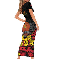 Papua New Guinea Independence Day Family Matching Short Sleeve Bodycon Dress and Hawaiian Shirt PNG Bird of Paradise 50th Anniversary LT14