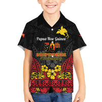 Papua New Guinea Independence Day Family Matching Short Sleeve Bodycon Dress and Hawaiian Shirt PNG Bird of Paradise 50th Anniversary LT14