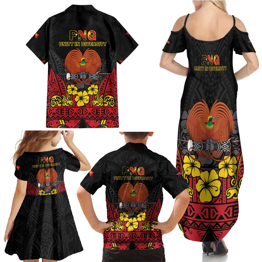 Papua New Guinea Independence Day Family Matching Summer Maxi Dress and Hawaiian Shirt PNG Bird of Paradise 50th Anniversary LT14
