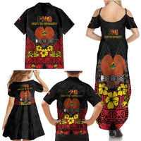 Papua New Guinea Independence Day Family Matching Summer Maxi Dress and Hawaiian Shirt PNG Bird of Paradise 50th Anniversary LT14