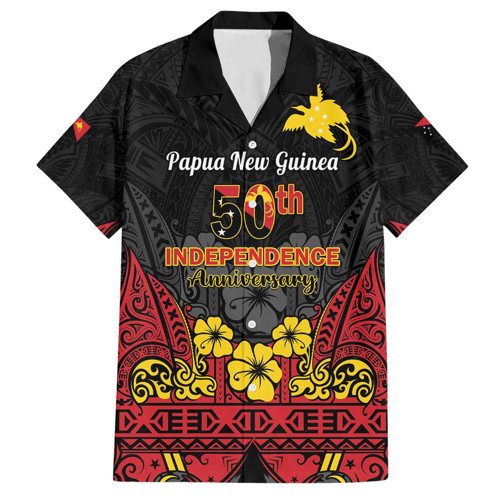 Papua New Guinea Independence Day Hawaiian Shirt PNG Bird of Paradise 50th Anniversary LT14 Black - Polynesian Pride