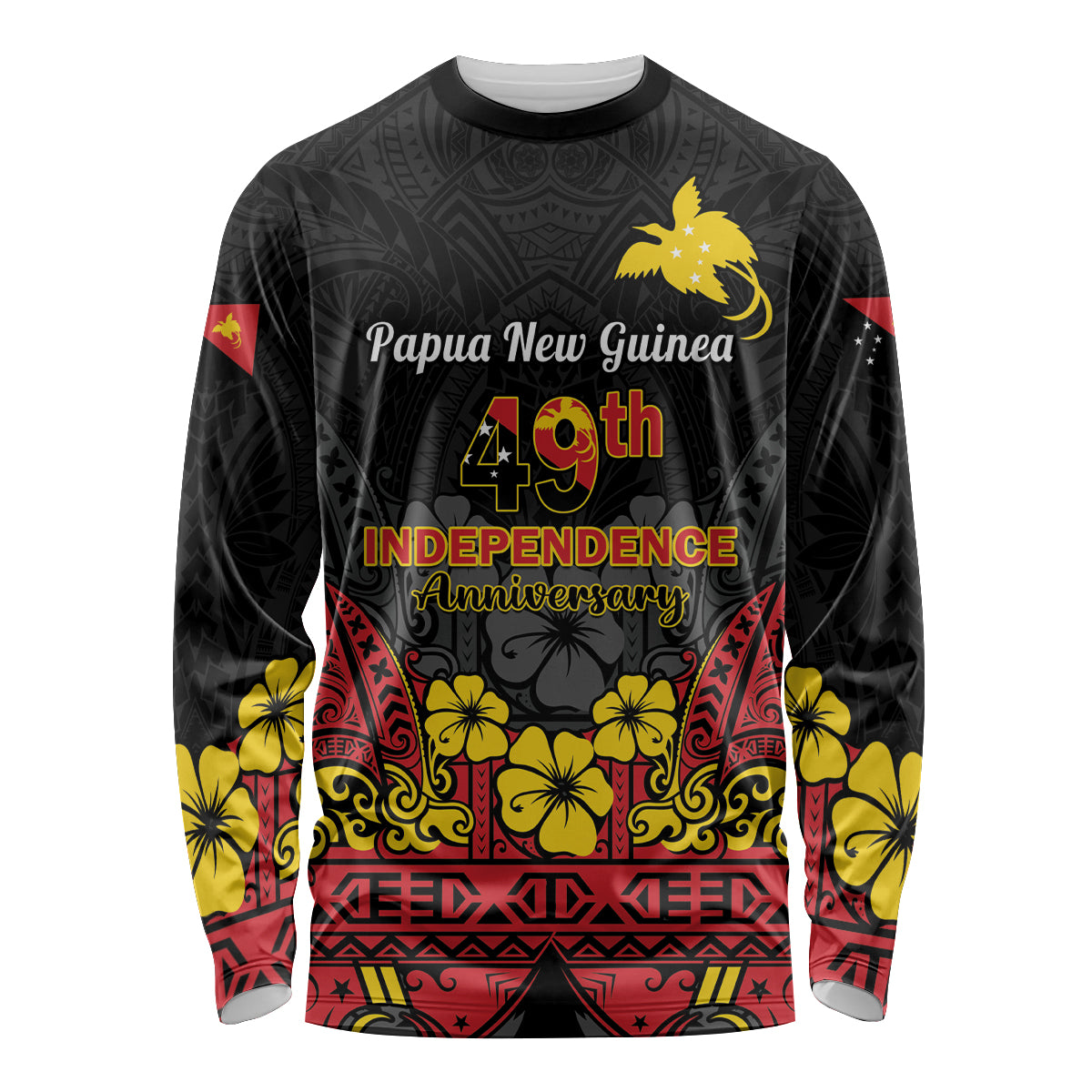 Papua New Guinea Independence Day Long Sleeve Shirt PNG Bird of Paradise 49th Anniversary