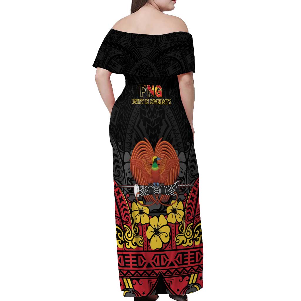 Papua New Guinea Independence Day Off Shoulder Maxi Dress PNG Bird of Paradise 50th Anniversary LT14
