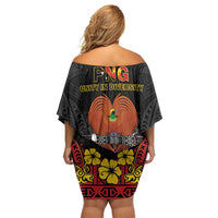 Papua New Guinea Independence Day Off Shoulder Short Dress PNG Bird of Paradise 50th Anniversary LT14