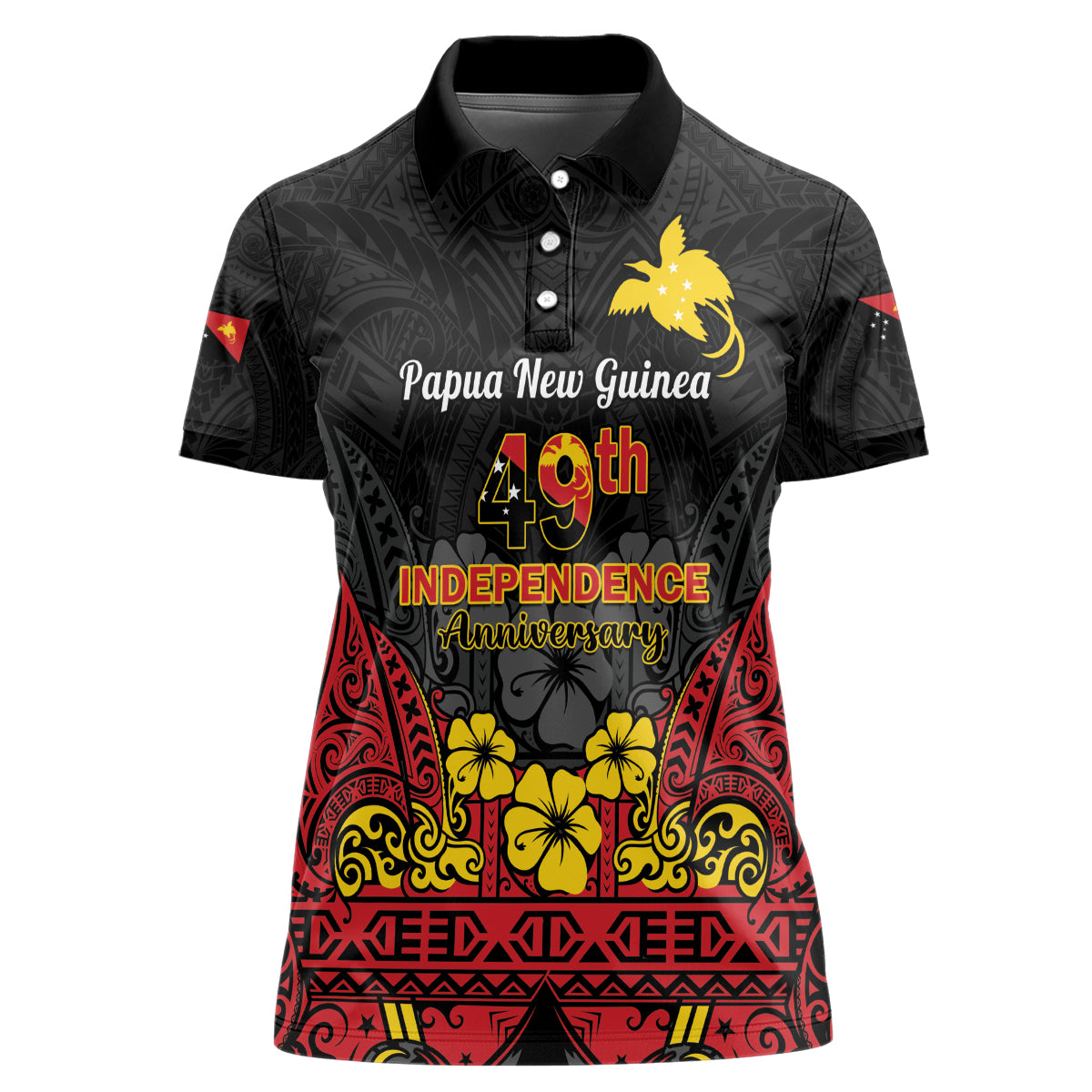 Papua New Guinea Independence Day Women Polo Shirt PNG Bird of Paradise 49th Anniversary