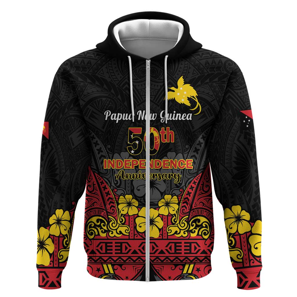 Papua New Guinea Independence Day Zip Hoodie PNG Bird of Paradise 50th Anniversary LT14