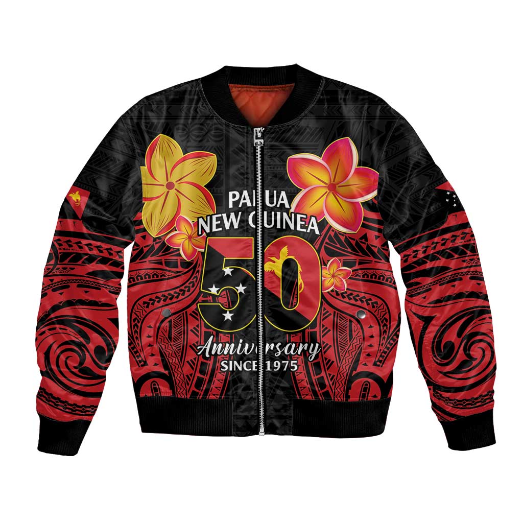 Papua New Guinea Independence Day Bomber Jacket PNG Since 1975 LT14 Unisex Black - Polynesian Pride