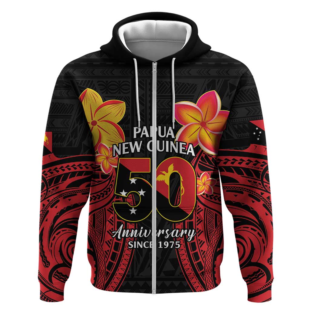 Papua New Guinea Independence Day Hoodie PNG Since 1975 LT14 Zip Hoodie Black - Polynesian Pride