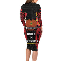 Papua New Guinea Independence Day Long Sleeve Bodycon Dress PNG Since 1975 LT14