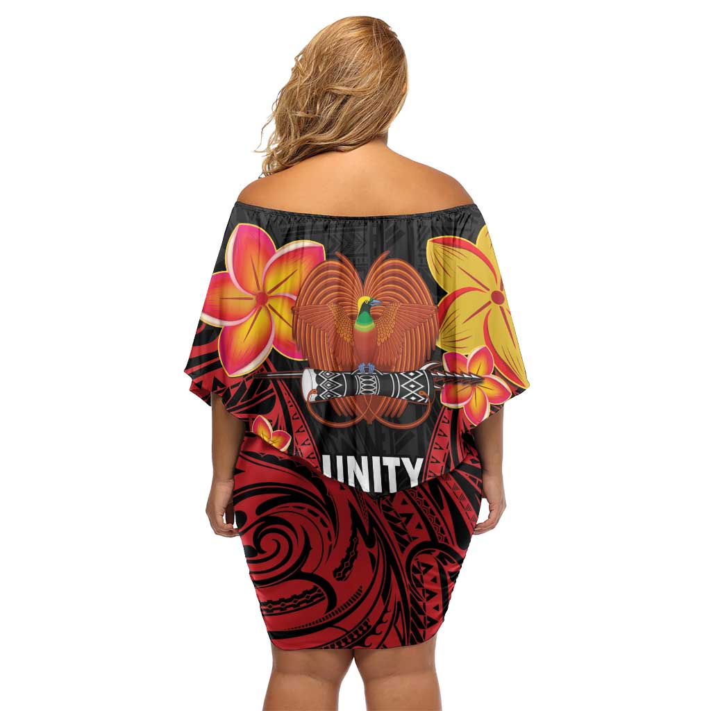 Papua New Guinea Independence Day Off Shoulder Short Dress PNG Since 1975 LT14