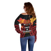 Papua New Guinea Independence Day Off Shoulder Sweater PNG Since 1975 LT14