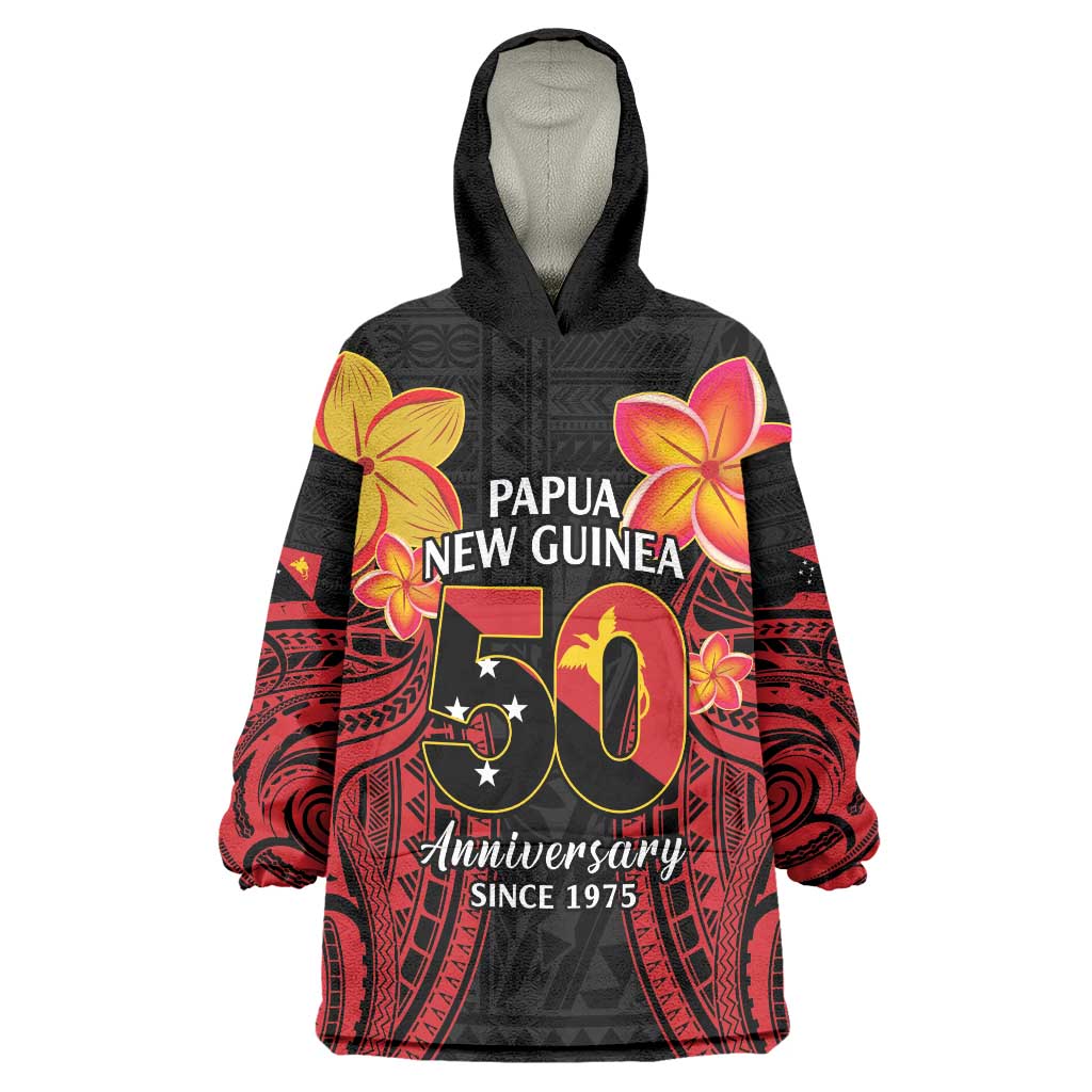 Papua New Guinea Independence Day Wearable Blanket Hoodie PNG Since 1975 LT14 One Size Black - Polynesian Pride