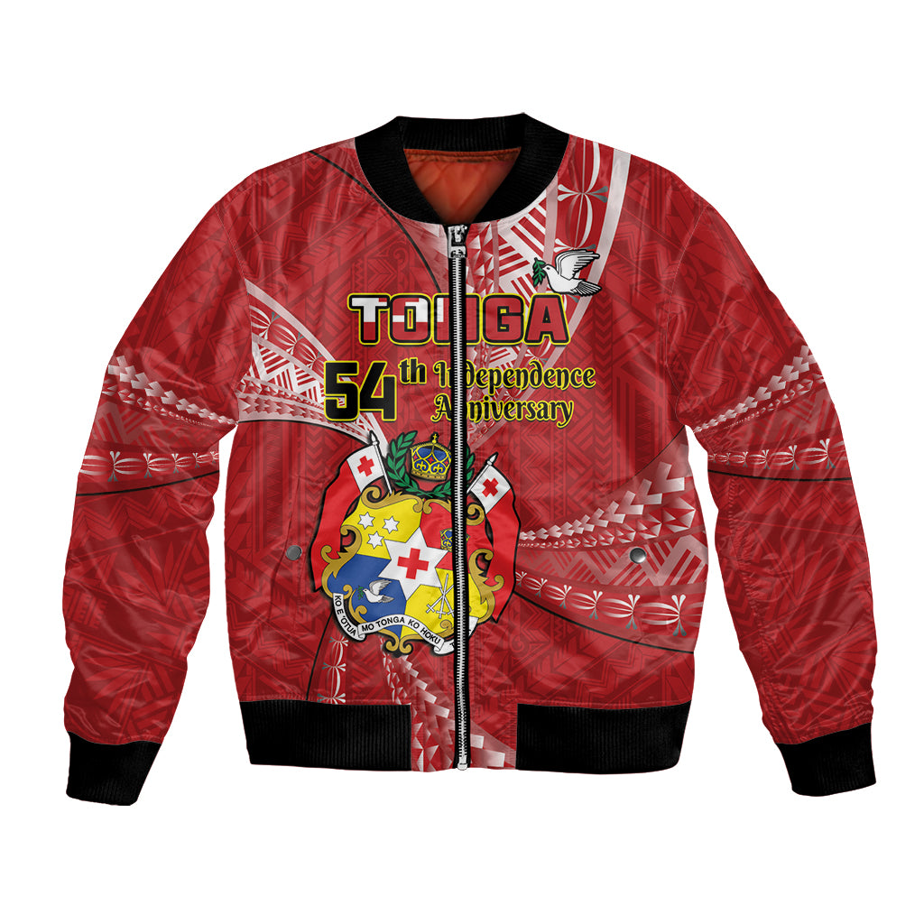 Personalised Tonga Independence Day Bomber Jacket Happy 54th Independence Anniversary Ngatu Pattern