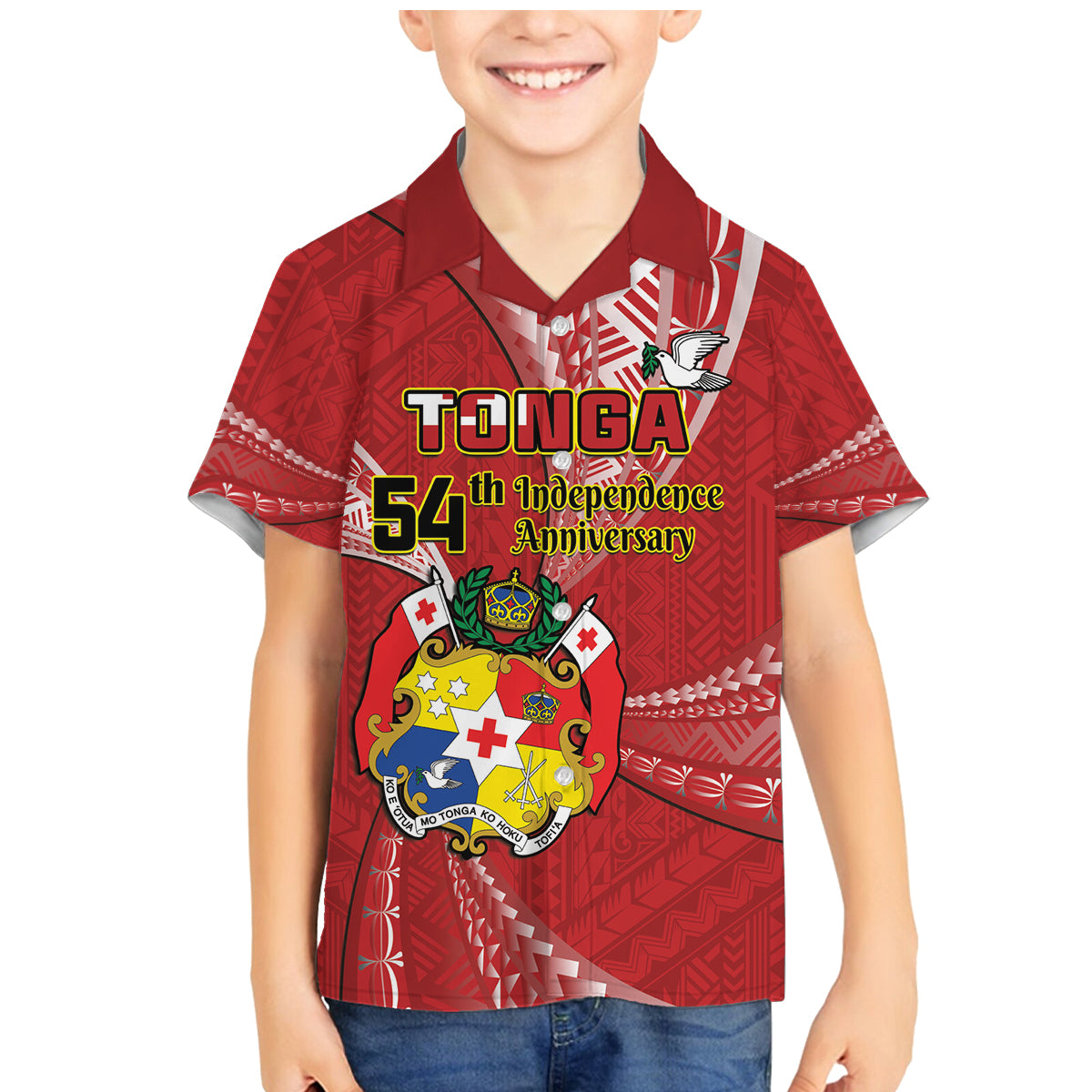 Personalised Tonga Independence Day Family Matching Mermaid Dress and Hawaiian Shirt Happy 54th Independence Anniversary Ngatu Pattern