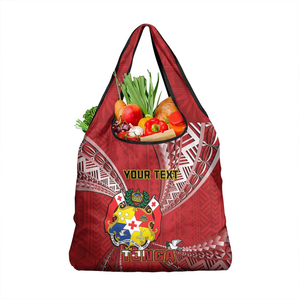 Personalised Tonga Independence Day Grocery Bag Happy 54th Independence Anniversary Ngatu Pattern LT14 1-pack One Size Red - Polynesian Pride