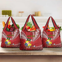 Personalised Tonga Independence Day Grocery Bag Happy 54th Independence Anniversary Ngatu Pattern LT14 3-pack One Size Red - Polynesian Pride