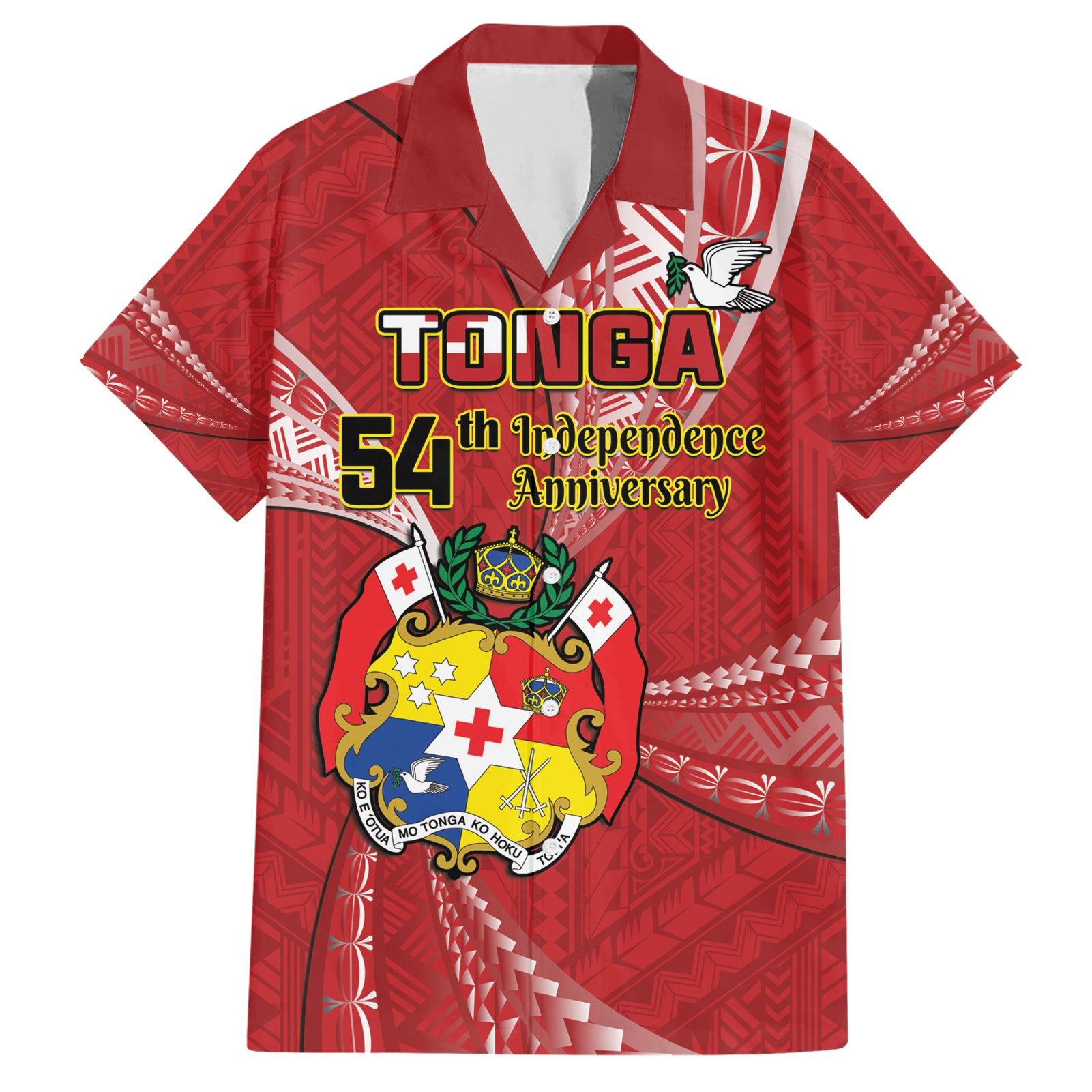 Personalised Tonga Independence Day Hawaiian Shirt Happy 54th Independence Anniversary Ngatu Pattern