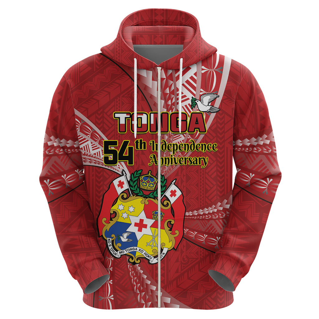 Personalised Tonga Independence Day Hoodie Happy 54th Independence Anniversary Ngatu Pattern
