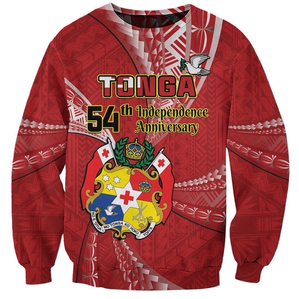 Personalised Tonga Independence Day Sweatshirt Happy 54th Independence Anniversary Ngatu Pattern