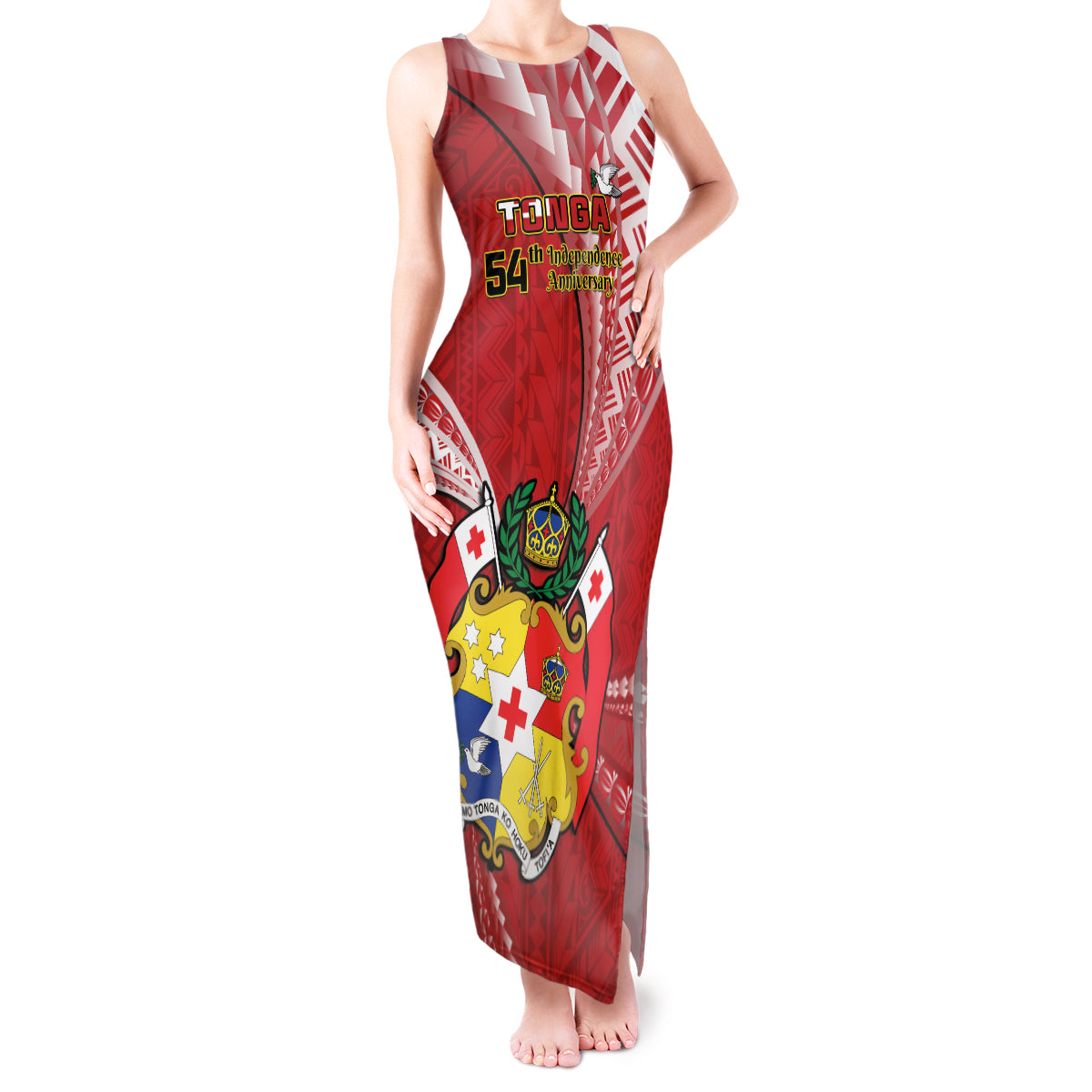 Personalised Tonga Independence Day Tank Maxi Dress Happy 54th Independence Anniversary Ngatu Pattern