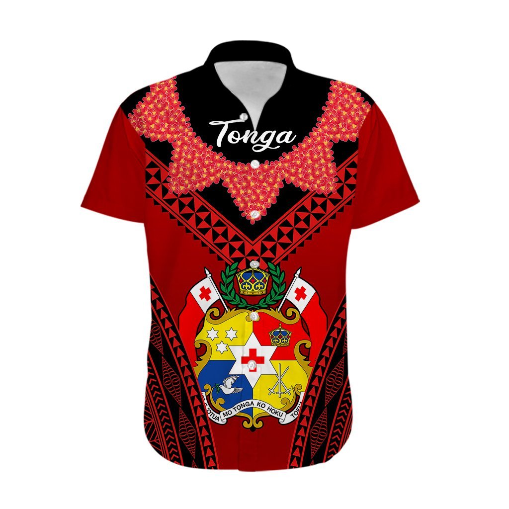 Tonga Heilala Flowers Hawaiian Shirt Tongan Ngatu Black Special Verison LT14 - Polynesian Pride