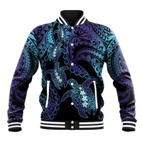 Polynesia Sea Turtle Day Baseball Jacket Tribal Honu Plumeria Polynesian Pattern LT14 Unisex Purple - Polynesian Pride