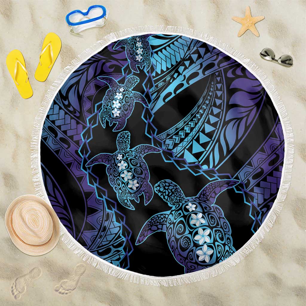 Polynesia Sea Turtle Day Beach Blanket Tribal Honu Plumeria Polynesian Pattern LT14 One Size 150cm Purple - Polynesian Pride