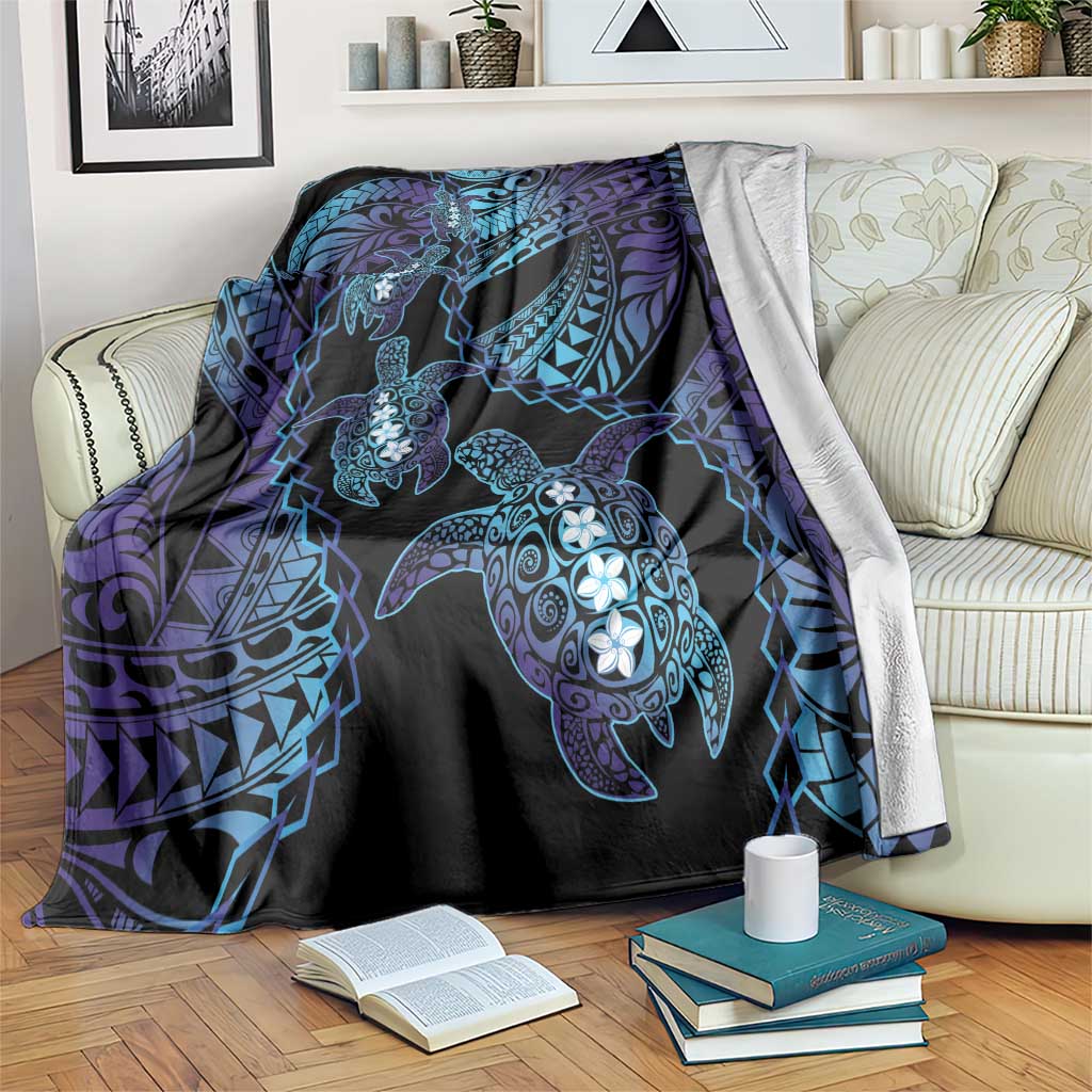 Polynesia Sea Turtle Day Blanket Tribal Honu Plumeria Polynesian Pattern LT14 Purple - Polynesian Pride