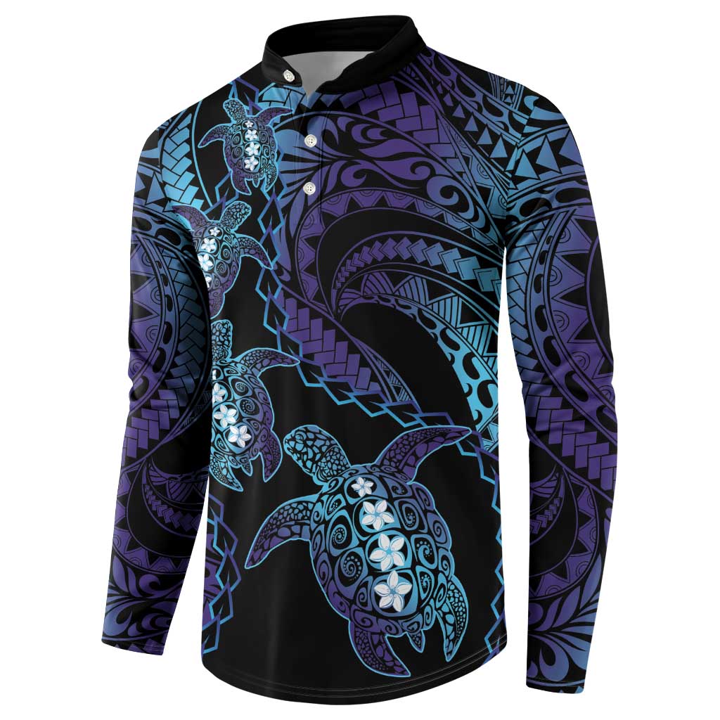 Polynesia Sea Turtle Day Button Sweatshirt Tribal Honu Plumeria Polynesian Pattern LT14 - Polynesian Pride