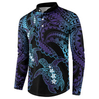 Polynesia Sea Turtle Day Button Sweatshirt Tribal Honu Plumeria Polynesian Pattern LT14 - Polynesian Pride