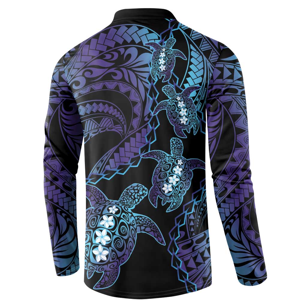 Polynesia Sea Turtle Day Button Sweatshirt Tribal Honu Plumeria Polynesian Pattern LT14 - Polynesian Pride