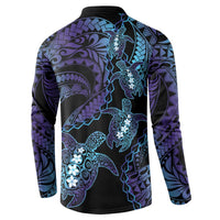 Polynesia Sea Turtle Day Button Sweatshirt Tribal Honu Plumeria Polynesian Pattern LT14 - Polynesian Pride