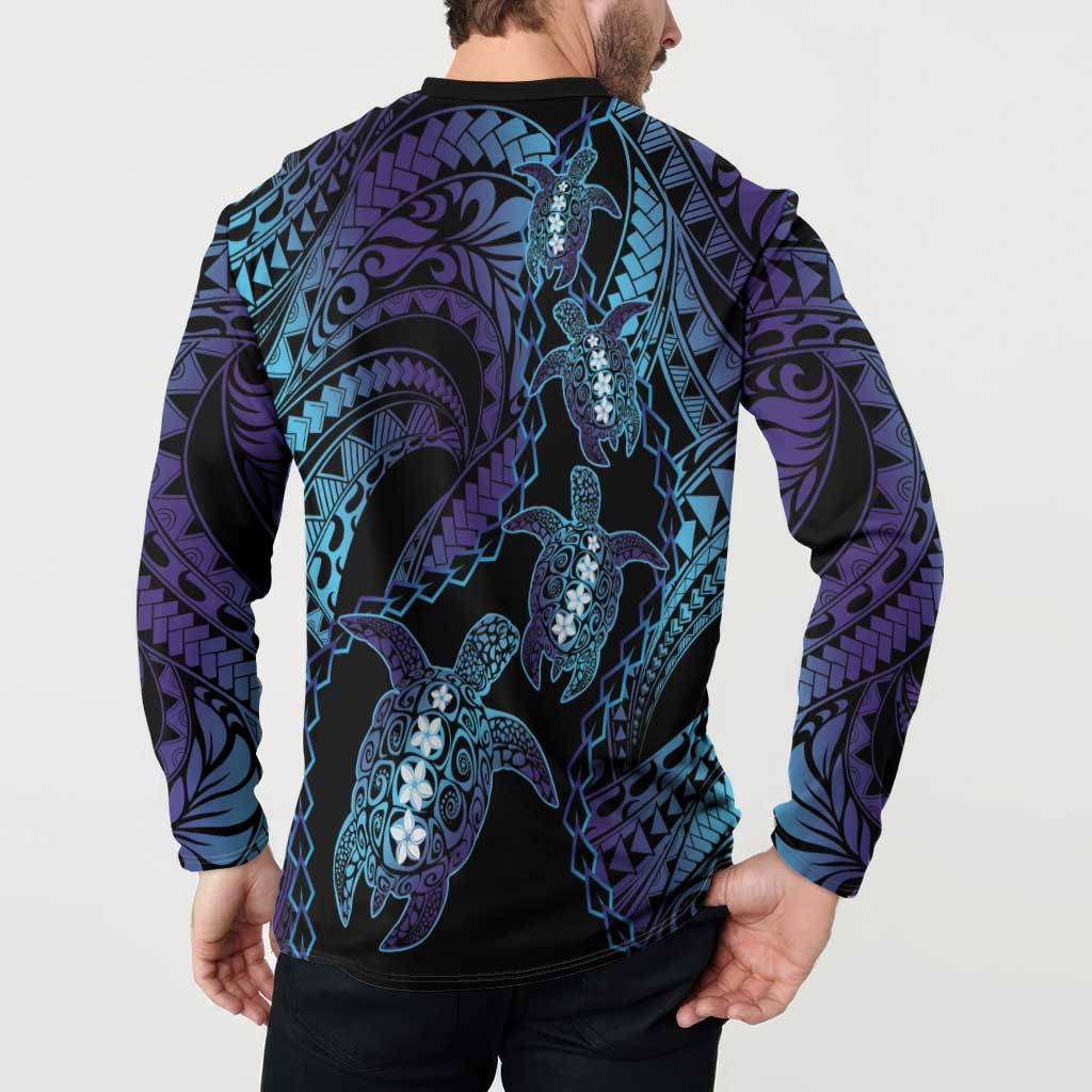 Polynesia Sea Turtle Day Button Sweatshirt Tribal Honu Plumeria Polynesian Pattern LT14 - Polynesian Pride