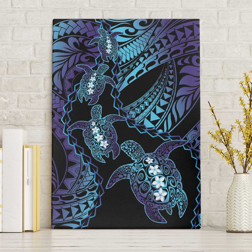 Polynesia Sea Turtle Day Canvas Wall Art Tribal Honu Plumeria Polynesian Pattern LT14 Without Frame Purple - Polynesian Pride