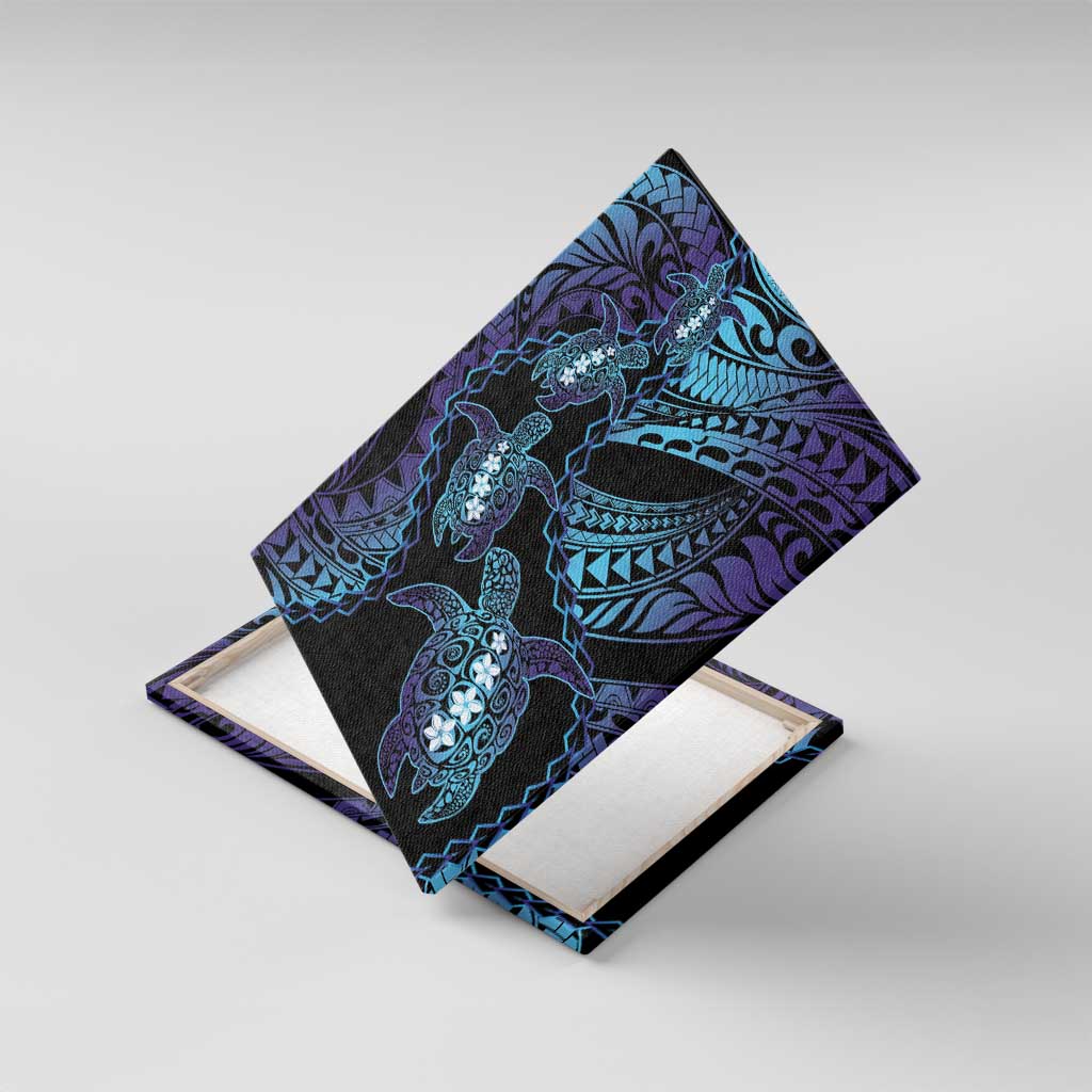 Polynesia Sea Turtle Day Canvas Wall Art Tribal Honu Plumeria Polynesian Pattern LT14 With Frame Purple - Polynesian Pride