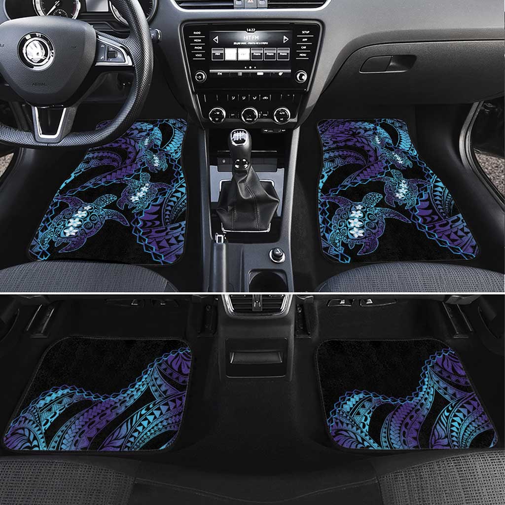 Polynesia Sea Turtle Day Car Mats Tribal Honu Plumeria Polynesian Pattern LT14 Set 4pcs Purple - Polynesian Pride