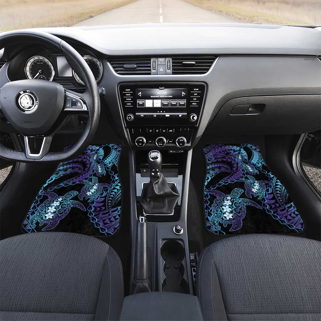 Polynesia Sea Turtle Day Car Mats Tribal Honu Plumeria Polynesian Pattern LT14 Set 2pcs - Front Purple - Polynesian Pride