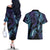 Polynesia Sea Turtle Day Couples Matching Off The Shoulder Long Sleeve Dress and Hawaiian Shirt Tribal Honu Plumeria Polynesian Pattern