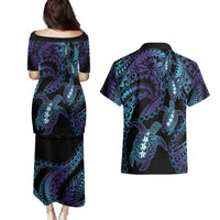 Polynesia Sea Turtle Day Couples Matching Puletasi and Hawaiian Shirt Tribal Honu Plumeria Polynesian Pattern LT14 - Polynesian Pride