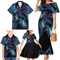 Polynesia Sea Turtle Day Family Matching Mermaid Dress and Hawaiian Shirt Tribal Honu Plumeria Polynesian Pattern