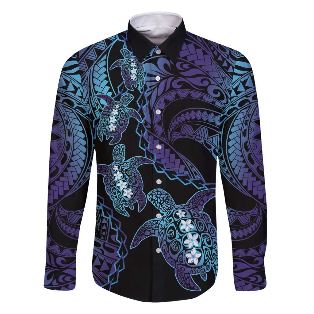 Polynesia Sea Turtle Day Family Matching Off Shoulder Maxi Dress and Hawaiian Shirt Tribal Honu Plumeria Polynesian Pattern