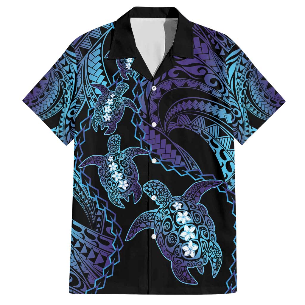 Polynesia Sea Turtle Day Family Matching Short Sleeve Bodycon Dress and Hawaiian Shirt Tribal Honu Plumeria Polynesian Pattern