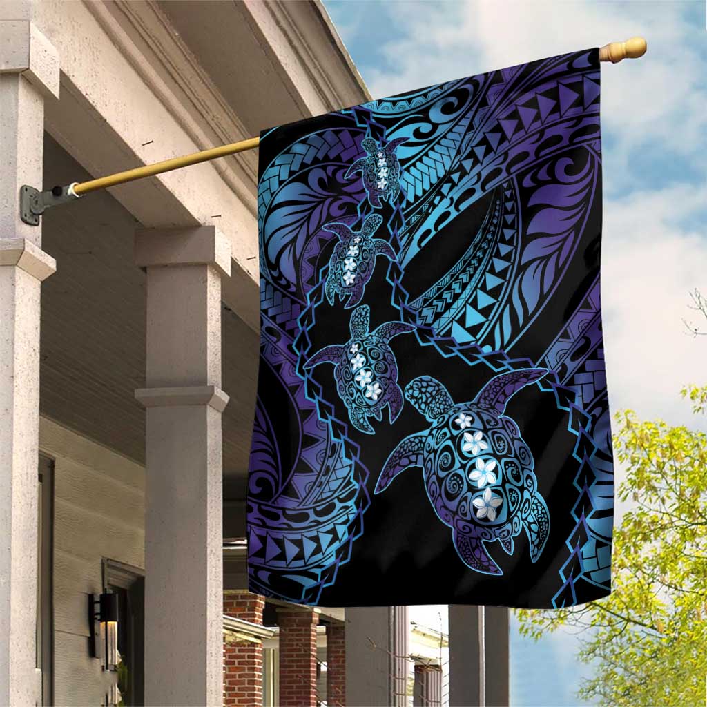 Polynesia Sea Turtle Day Garden Flag Tribal Honu Plumeria Polynesian Pattern