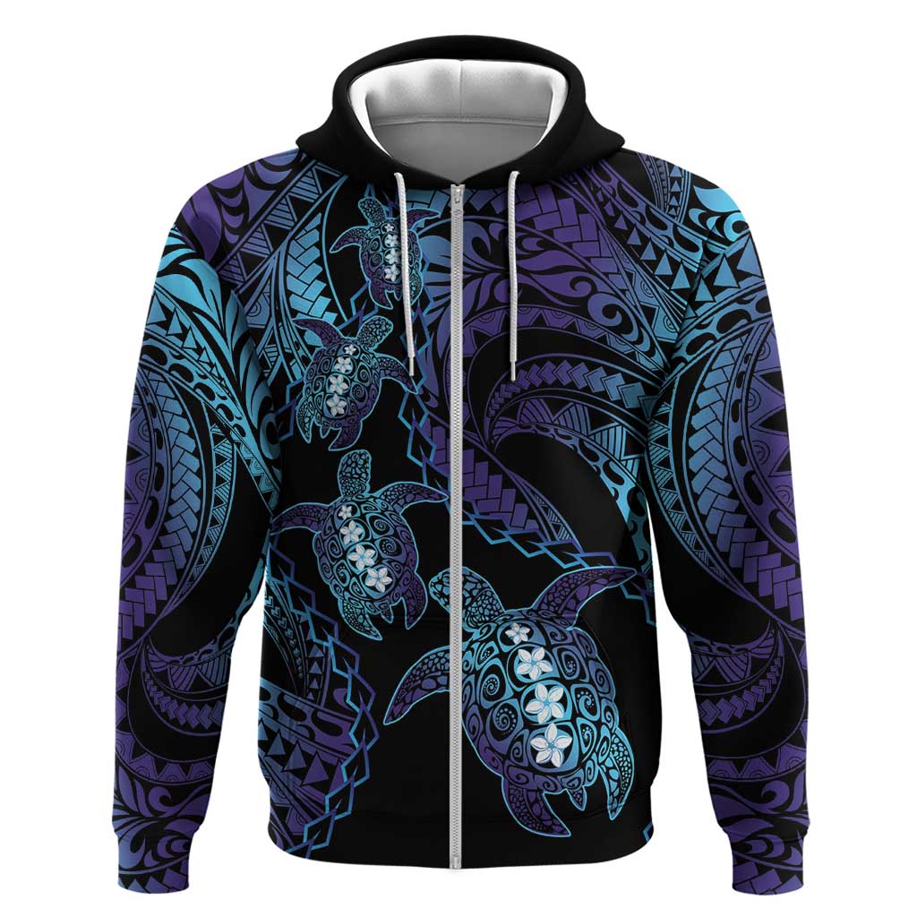 Polynesia Sea Turtle Day Hoodie Tribal Honu Plumeria Polynesian Pattern