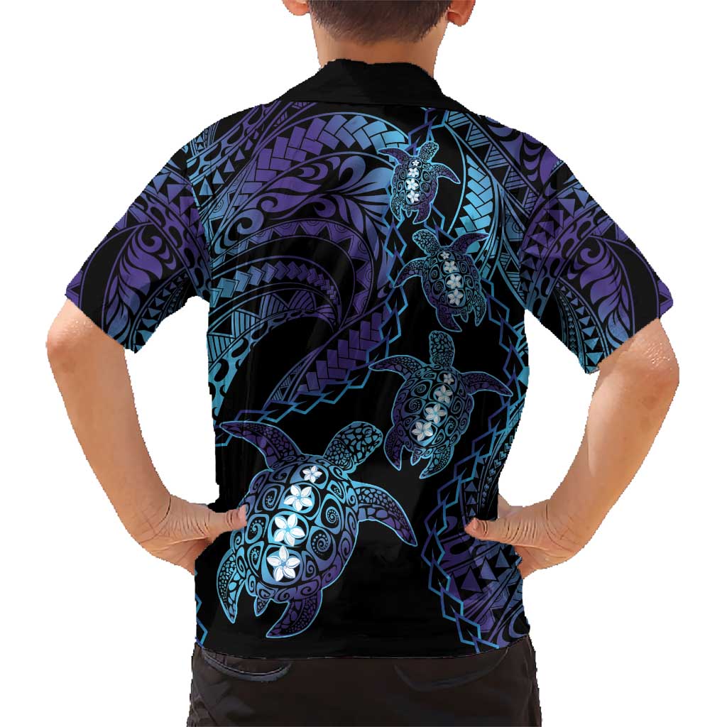 Polynesia Sea Turtle Day Kid Hawaiian Shirt Tribal Honu Plumeria Polynesian Pattern LT14 - Polynesian Pride