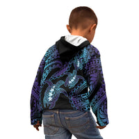 Polynesia Sea Turtle Day Kid Hoodie Tribal Honu Plumeria Polynesian Pattern